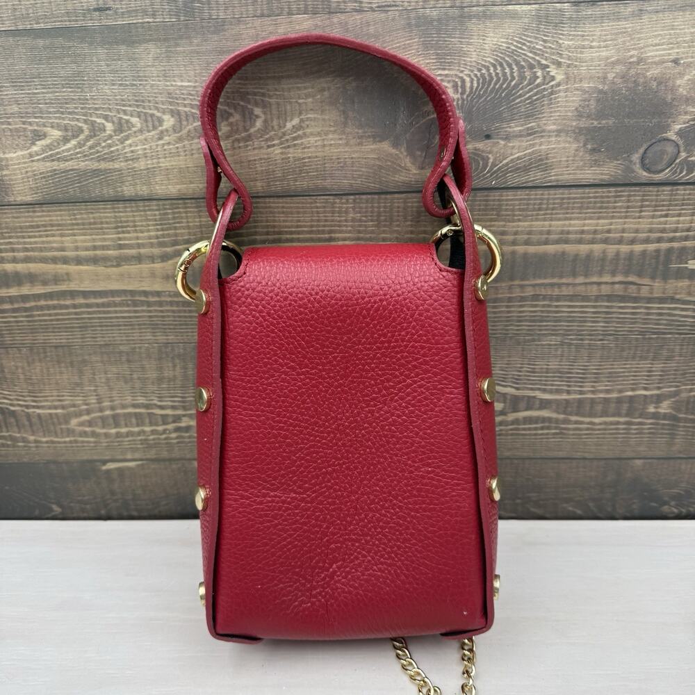 Anna Paola Italy Leather Crossbody Purse Bag Red Chain Cellphone - Picture 4 of 10